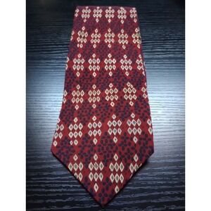 Brandini Le Collezioni Silk‎ Tie Red Geometric Diamond Medallion 3" Classic...